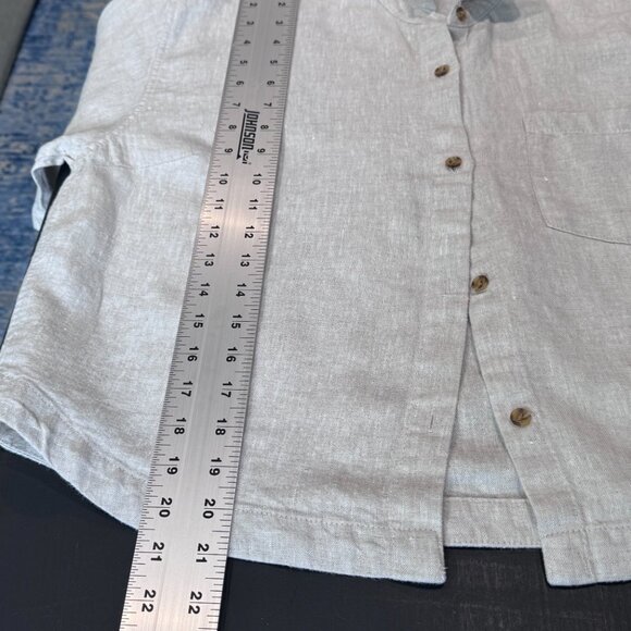 Athleta Retreat 100% Euroflax Linen Cropped Undyed Short Sleeve Shirt (Size M) - Picture 11 of 13